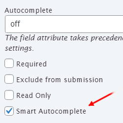 Enabling the Smart Autocomplete in the form fields