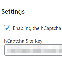 hCaptcha Settings