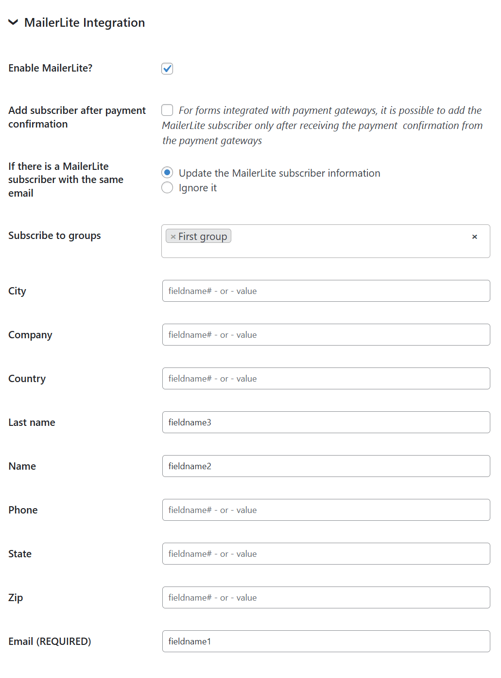 Form's Settings