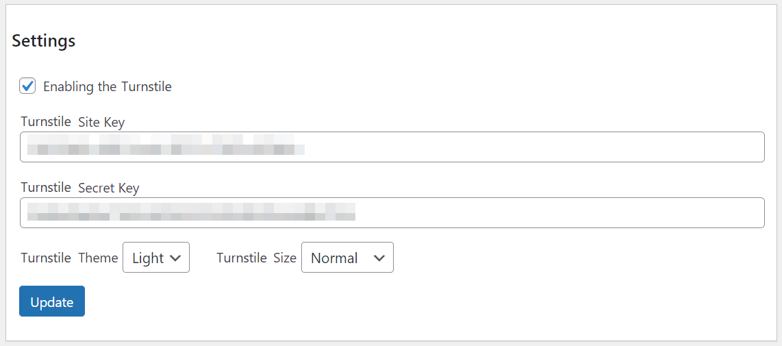 Turnstile Settings